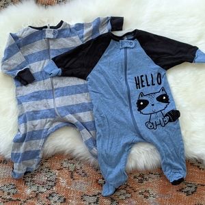 👶Gerber Baby Raccoon Footed Pajamas